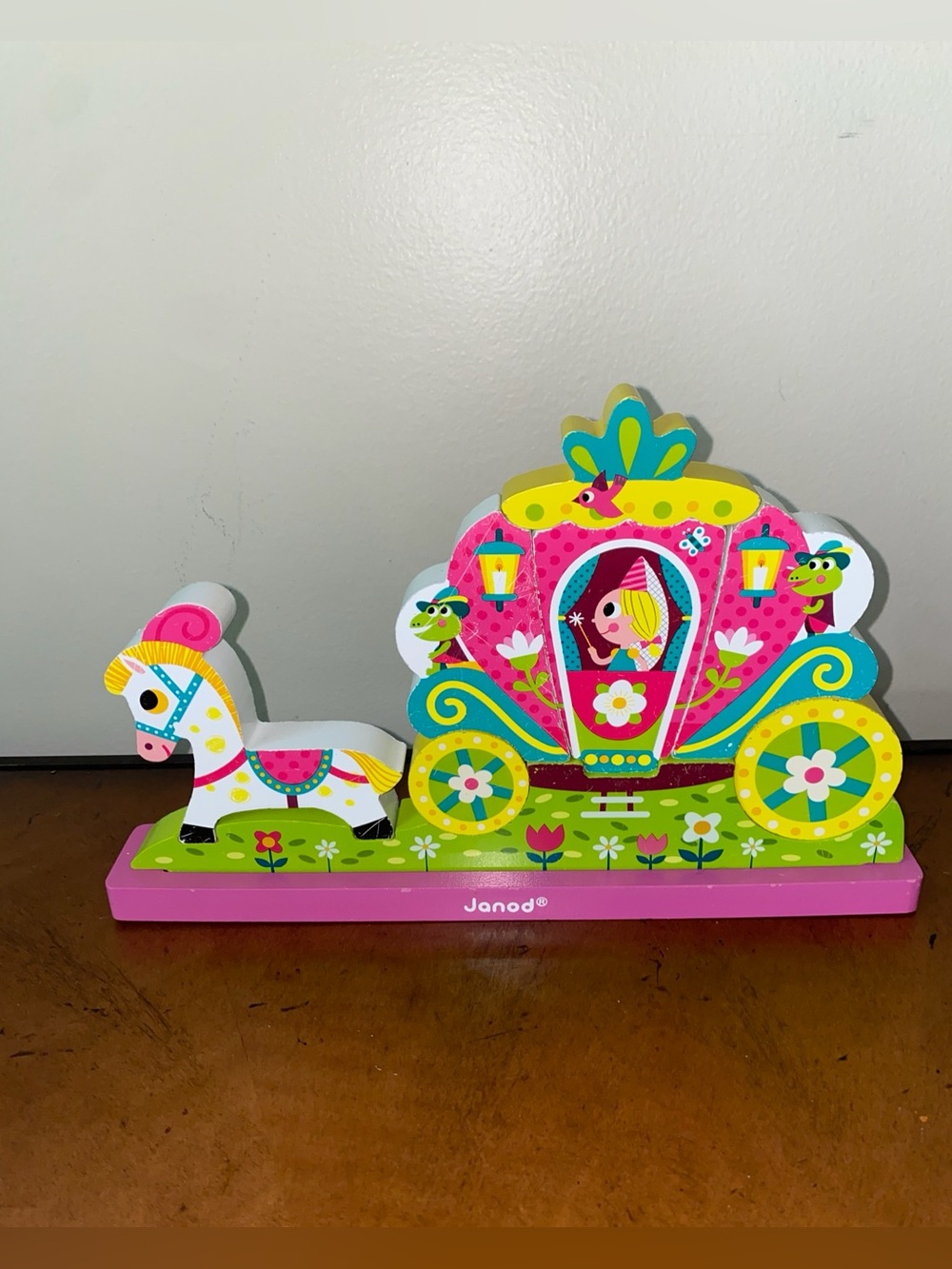 Pink & Green Princess Carriage Wooden Toy